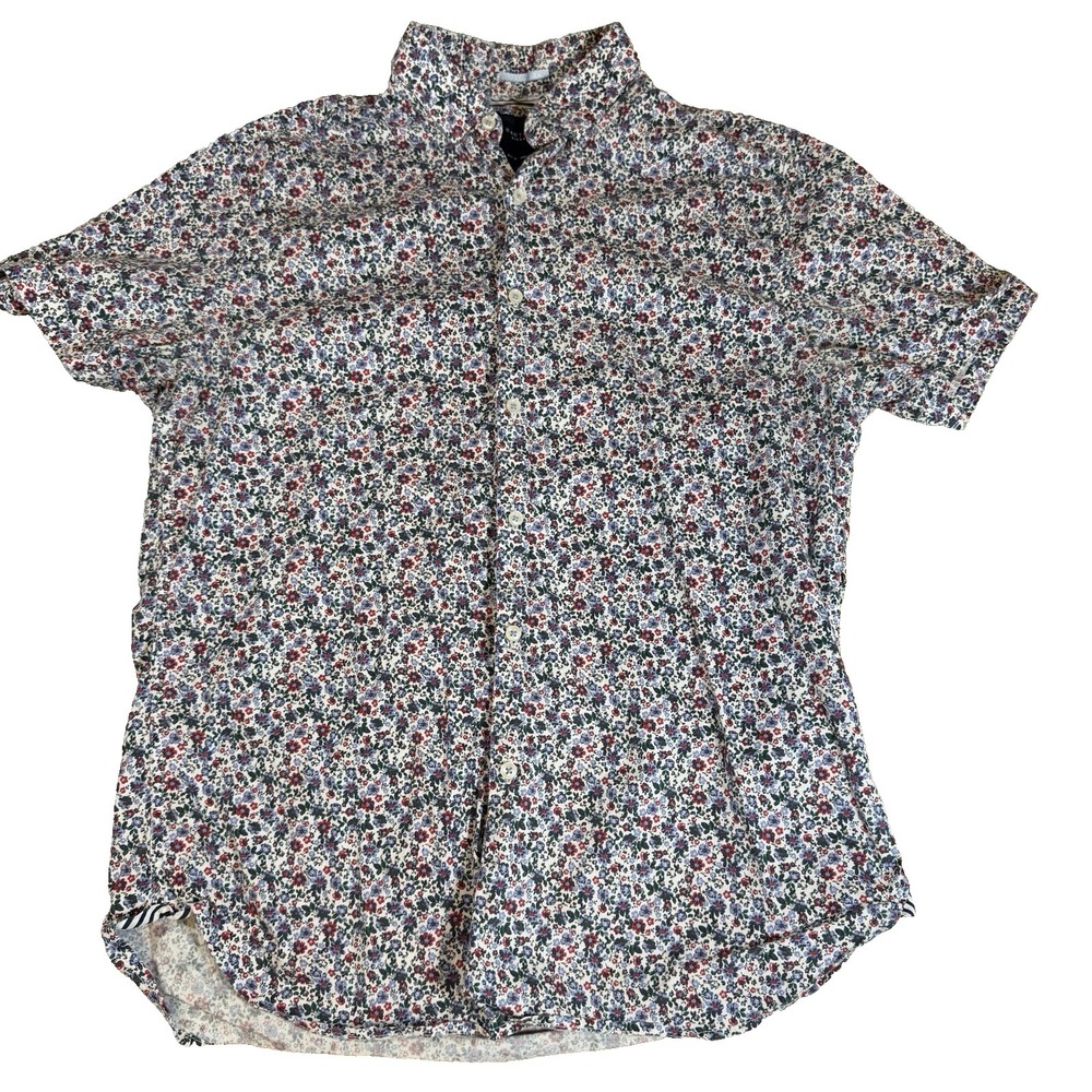 Ricky Singh Cactus Man Short Sleeve Mens M Button Down Floral Cotton Shirt